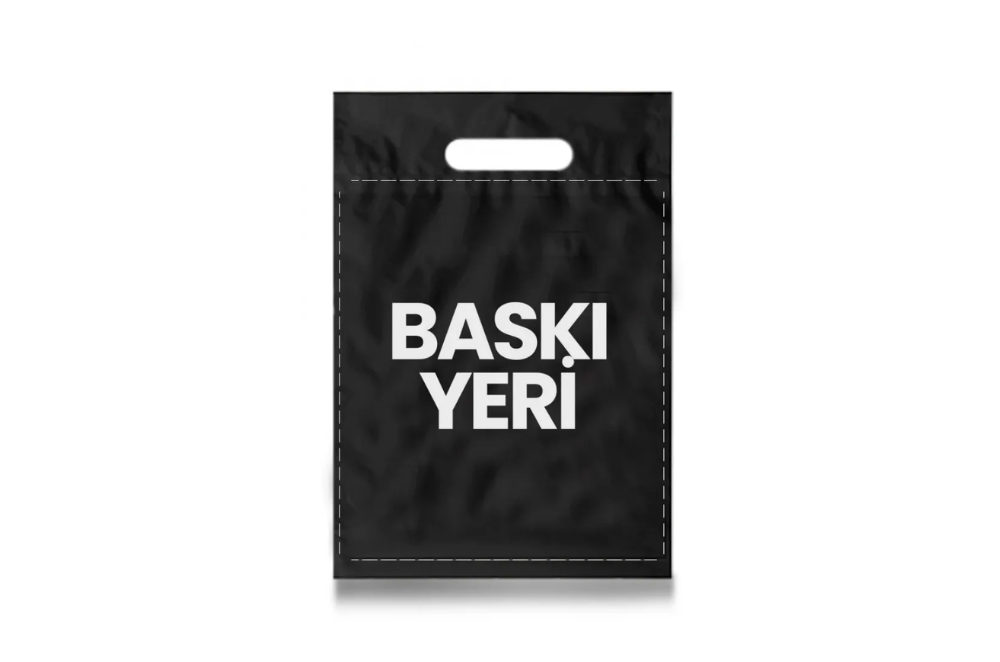 Baskılı Siyah El Geçmeli Mağaza Poşeti